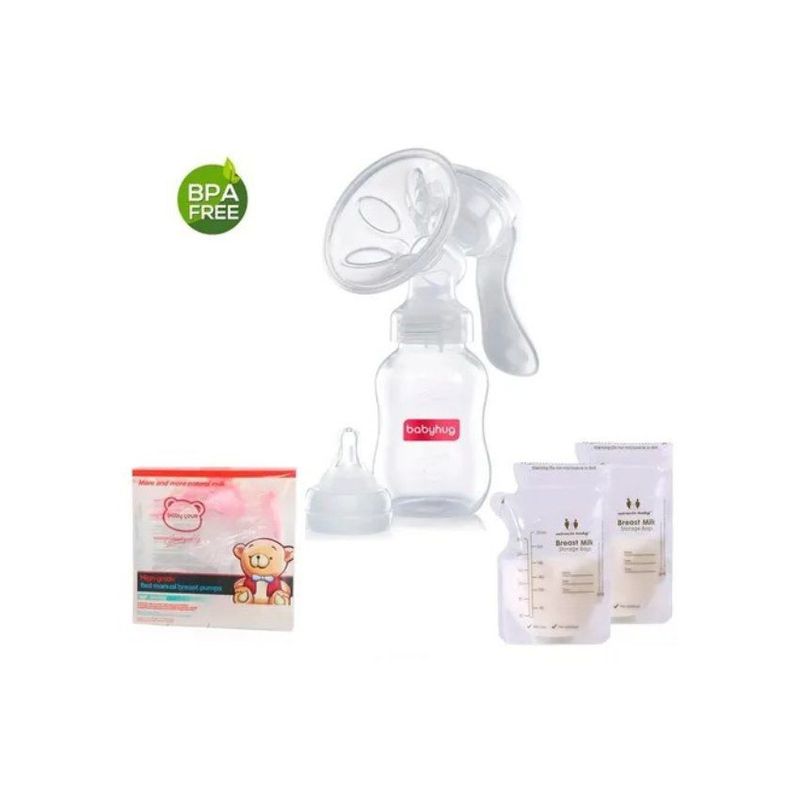 BABY ON - Extractor de leche manual con boquilla en silicona + 30 Bolsas