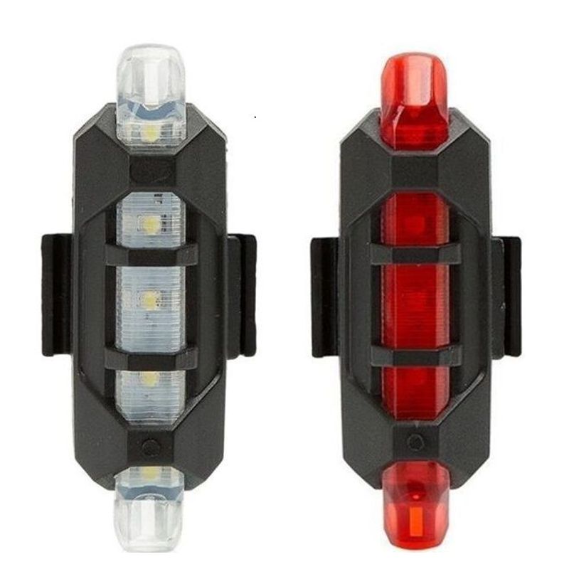 GENERICO - Kit 2 Luces bicicleta frontal y trasera 5 puntos