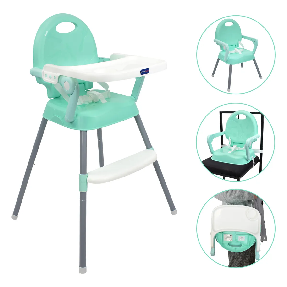 HAPPY BABY - Silla comedor bebe 3en1 Happy Baby CP7000 Azul