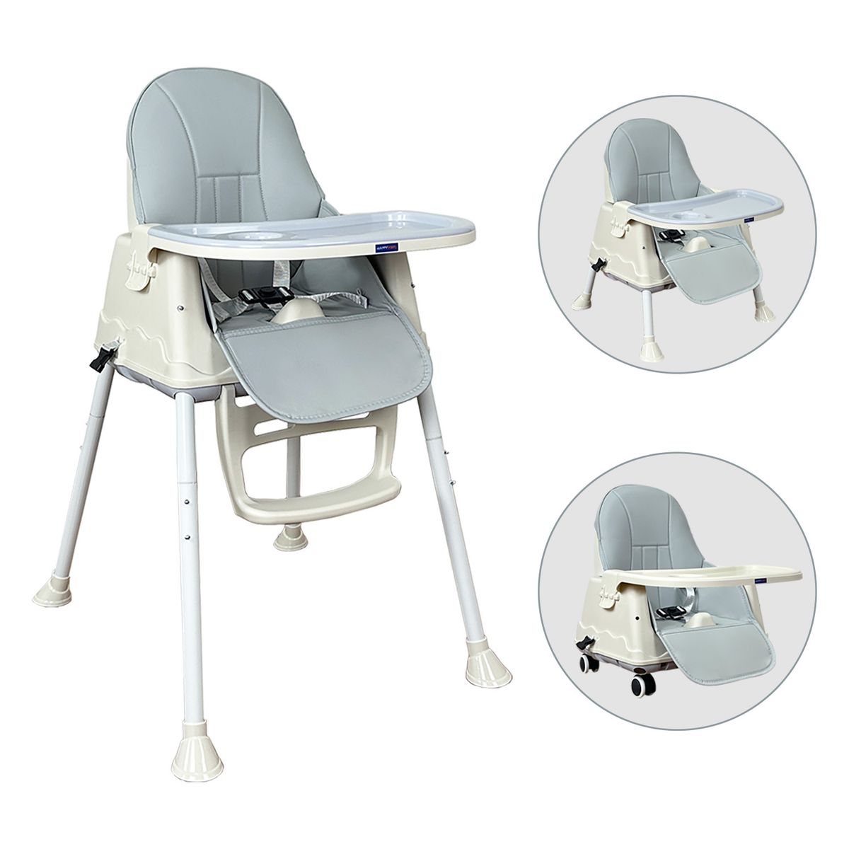HAPPY BABY - Silla comedor bebe 4en1 Happy Baby Zoe Gris