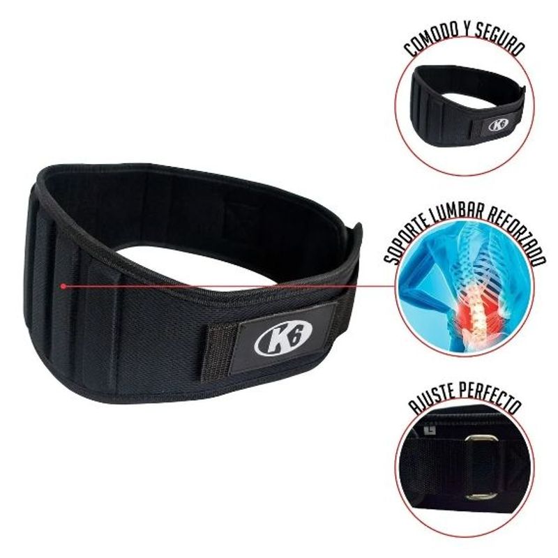 K6 - Cinturon Para Pesas De Goma K6 Fitness Talla L