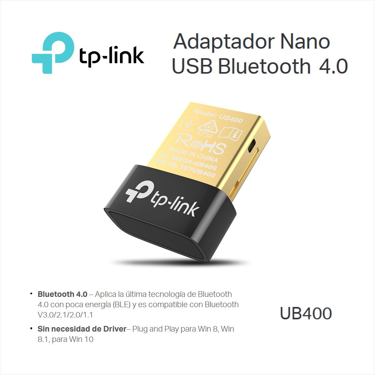 TP LINK - Adaptador Tarjeta Nano USB Bluetooth Versión 4.0 TP-Link UB400
