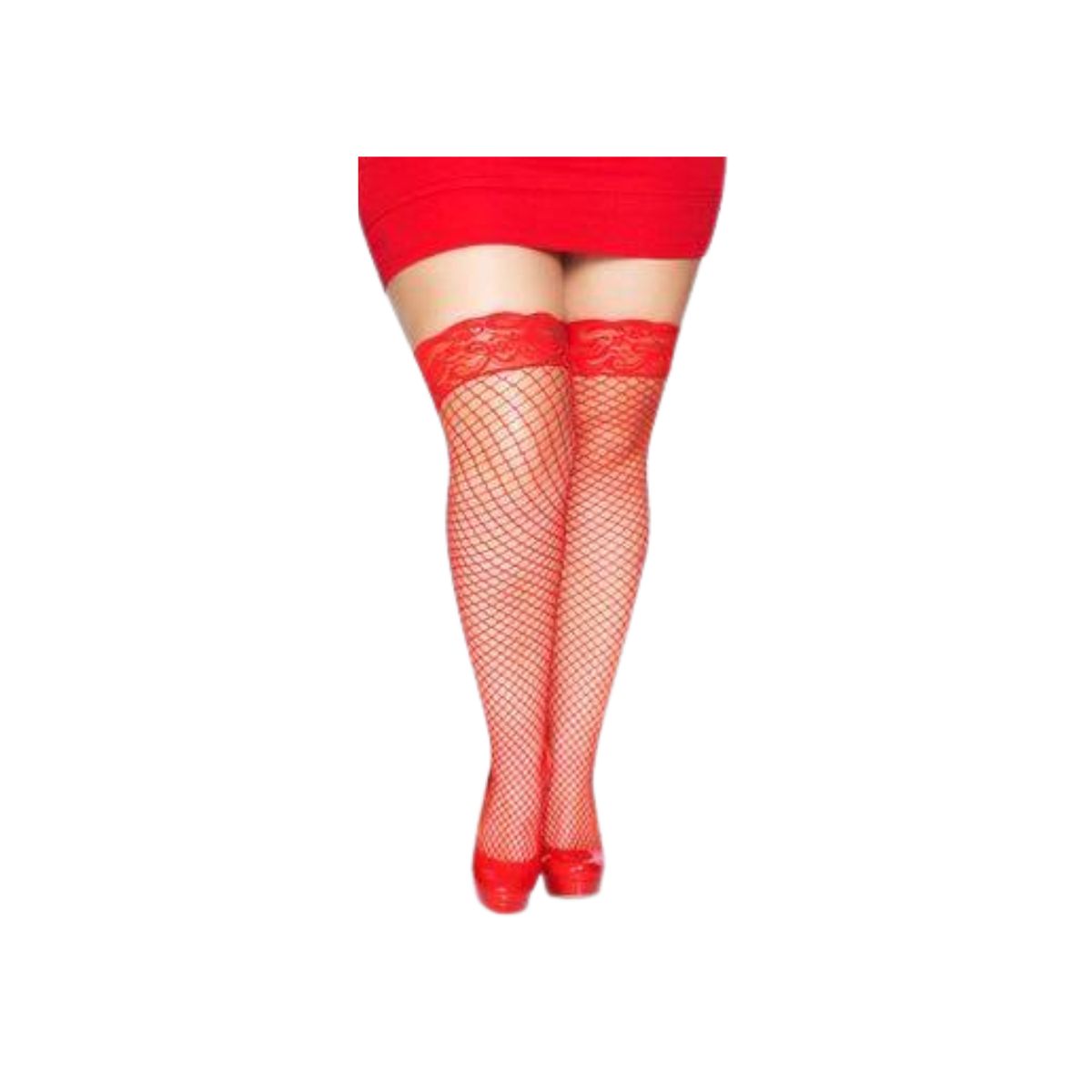 GENERICO - Medias malla para liguero rojo