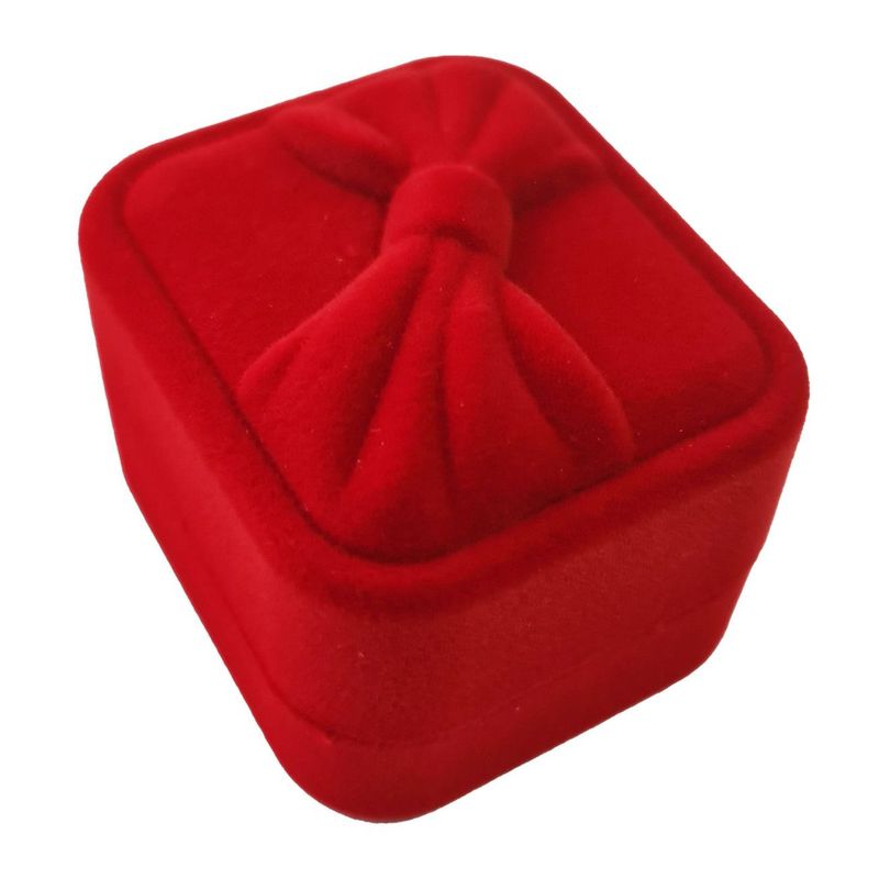 DAYOSHOP - Estuche Caja Anillo Flor Cuadrado Moño Compromiso Regalo