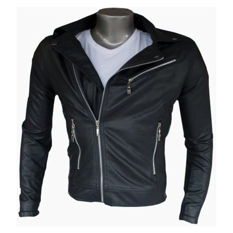 SYK - Chaqueta estilo chamarra para hombre hecha en cuerotex.
