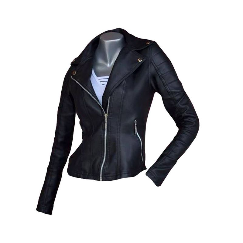 SYK - Chaqueta chamarra para mujer negro.