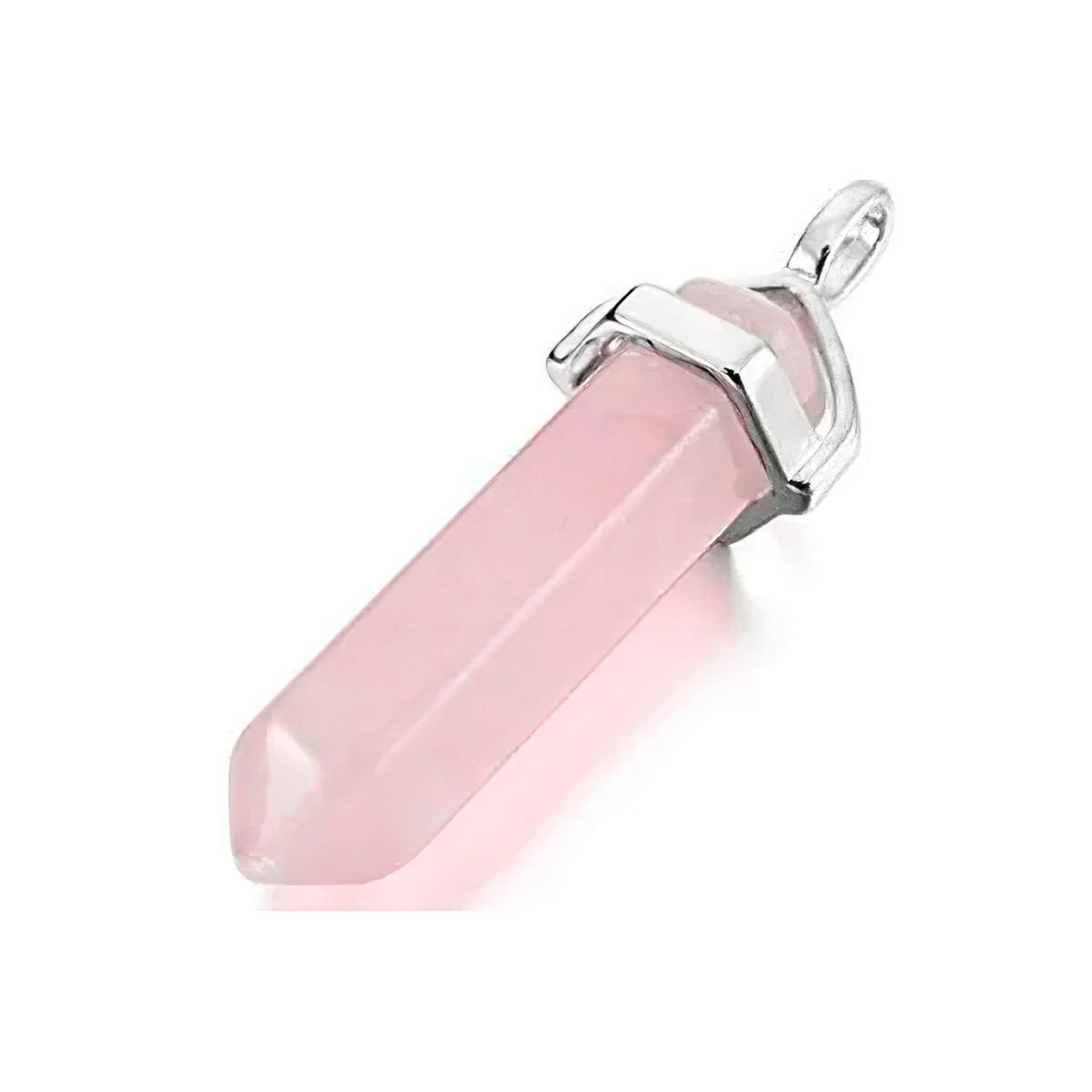 DAYOSHOP - Collar Cuarzo Rosa Cadena Acero Mas Estuche