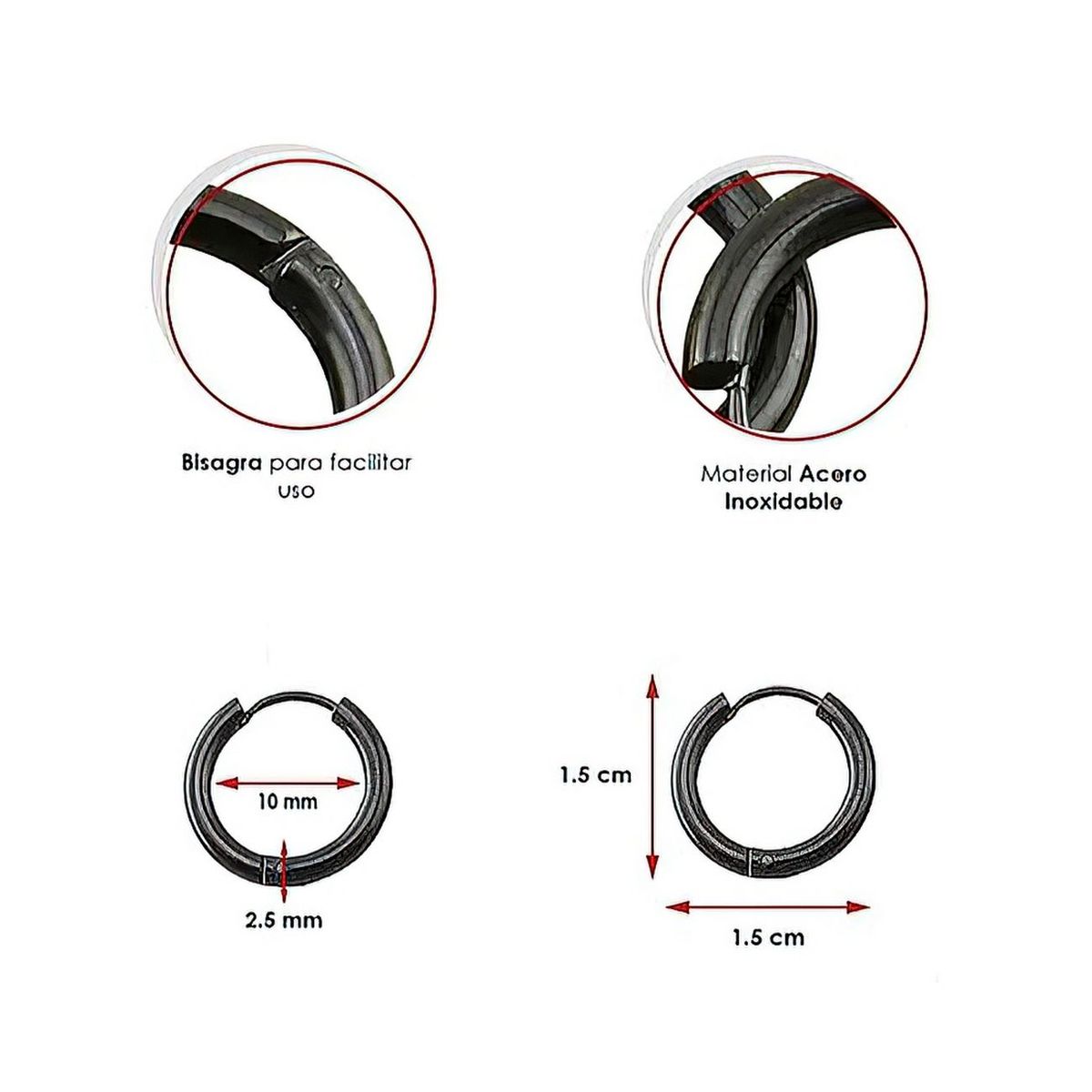 DAYOSHOP - Aretes Candonga Lisa Acero Unisex_.