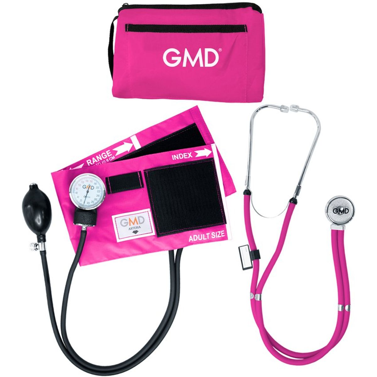 GMD - Kit tensiómetro y fonendoscopio rappaport con estuche rosado  neon