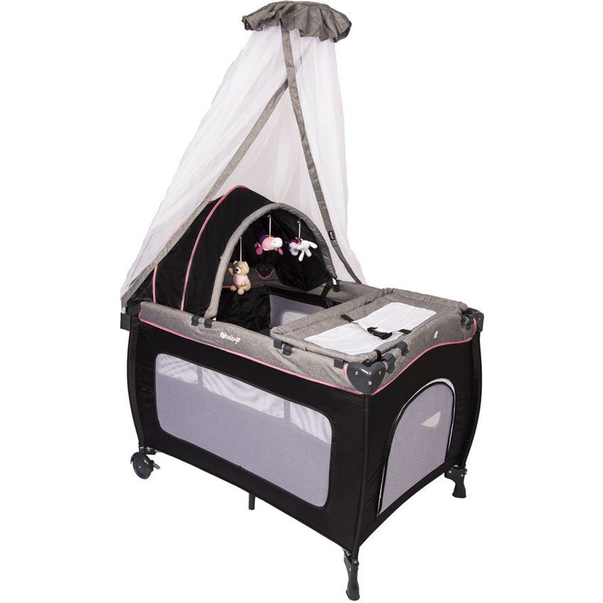 EBABY - Cuna corral con función mecedora sally EB716 Rosa