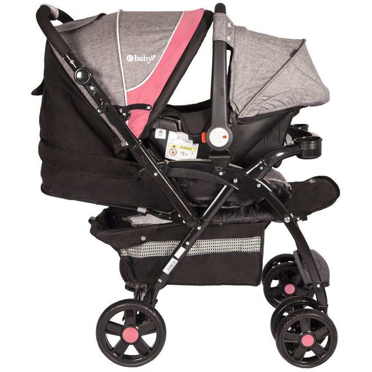EBABY - Coche TRAVEL SYSTEM BRAVIAR  EB1092 Rosa