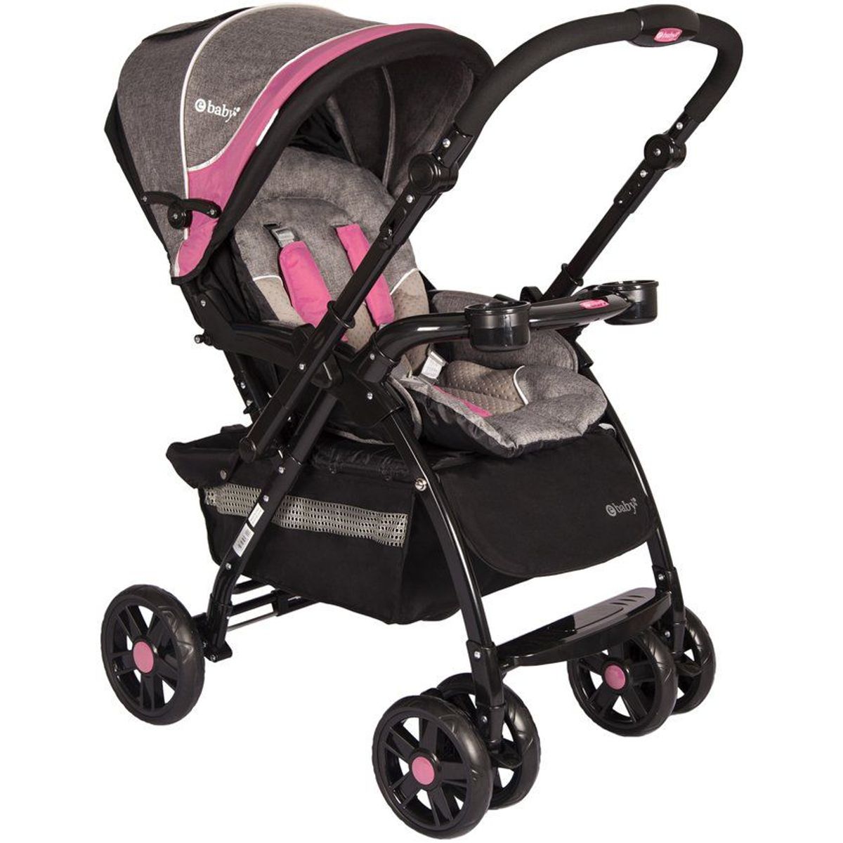 EBABY - Coche TRAVEL SYSTEM BRAVIAR  EB1092 Rosa