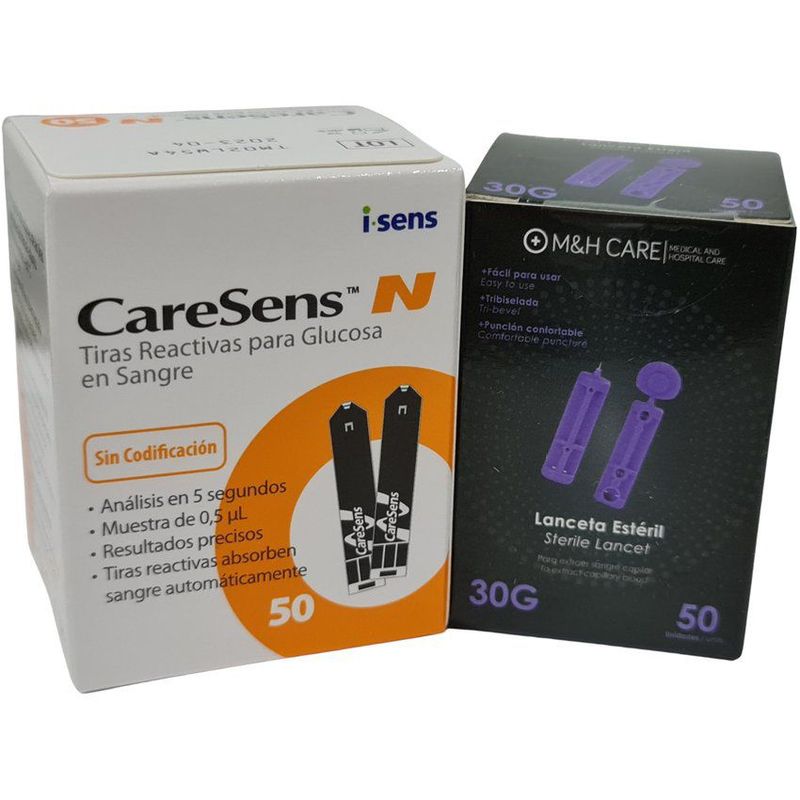 SENS - Tiras reactivas caresens n caja por 50 gratis 50 lancetas