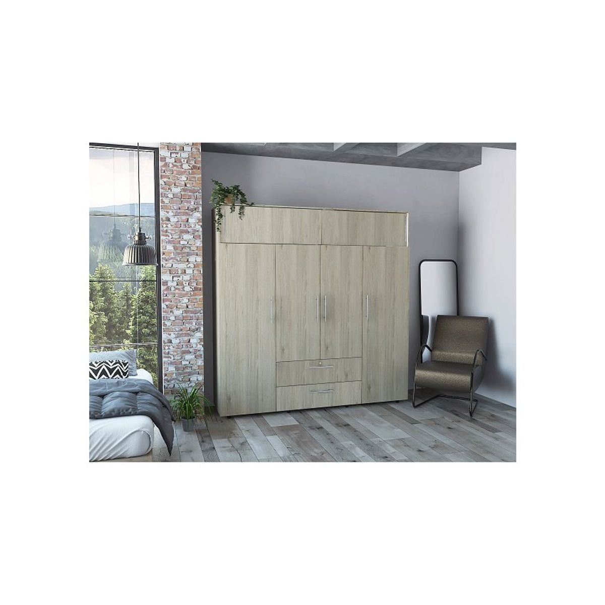 RTA DESIGN - Closet luque 4 puertas 204x200x50 cm arb 4014 rovere + blanco_.