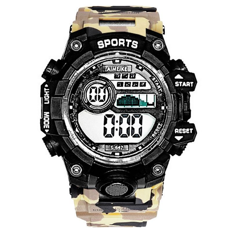 DAYOSHOP - Reloj Digital Resistente Al Agua Militar Camuflado Marron + Estuche