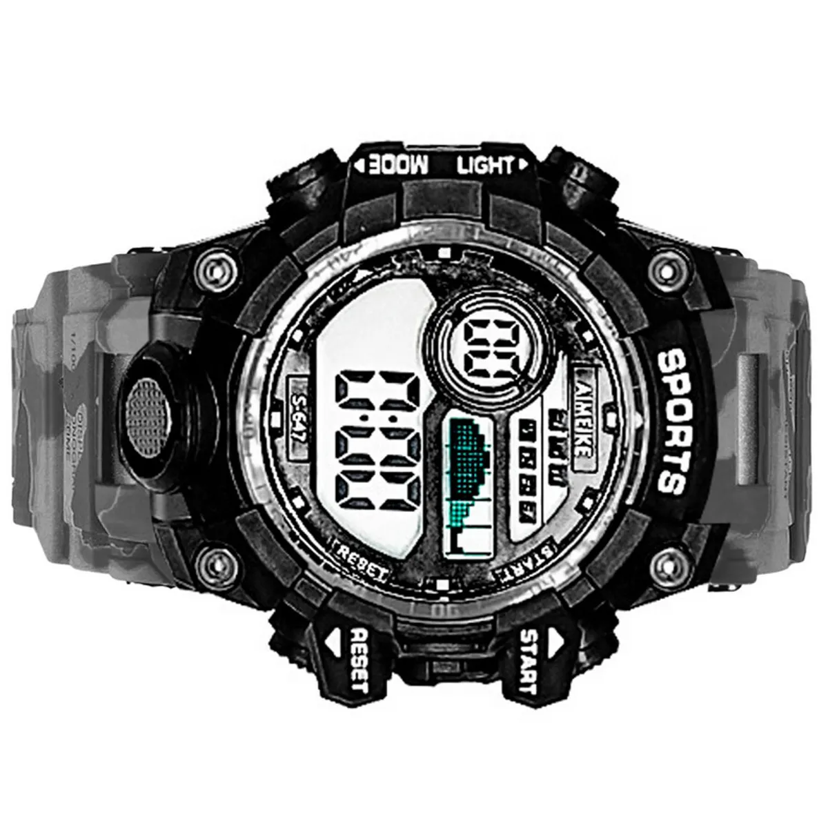 DAYOSHOP - Reloj Digital Resistente Al Agua Militar Camuflado Gris + Estuche