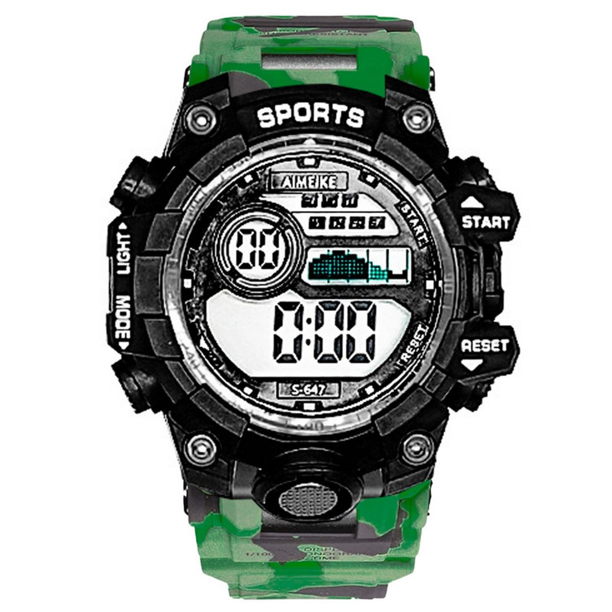 DAYOSHOP - Reloj Digital Resistente Al Agua Militar Camuflado Verde + Estuche