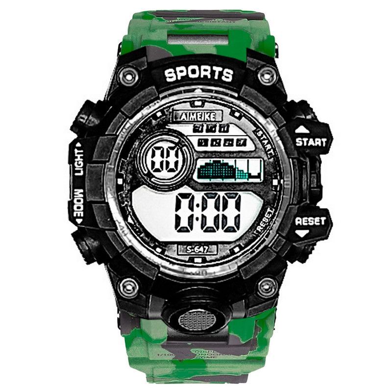 DAYOSHOP - Reloj Digital Resistente Al Agua Militar Camuflado Verde + Estuche