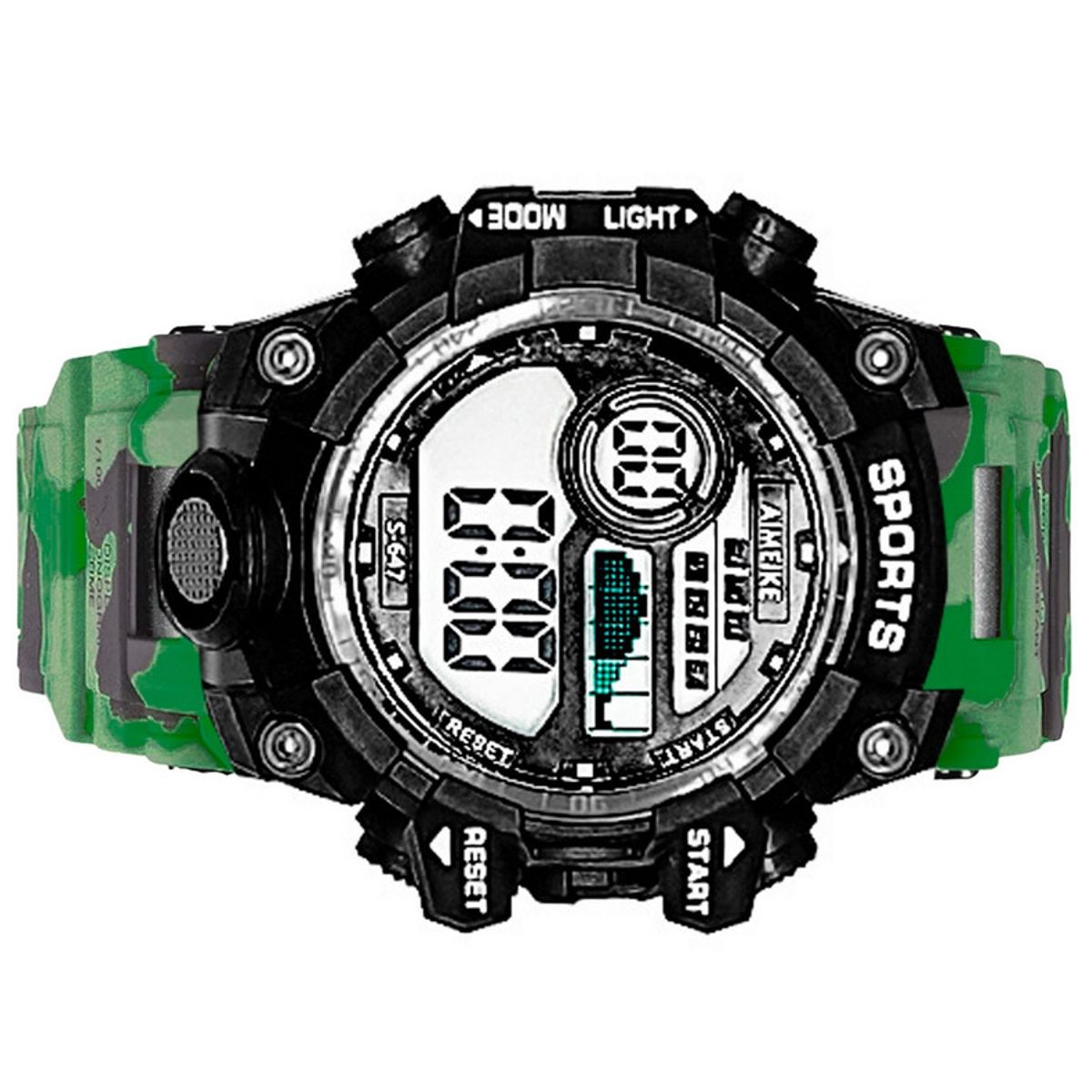DAYOSHOP - Reloj Digital Resistente Al Agua Militar Camuflado Verde + Estuche