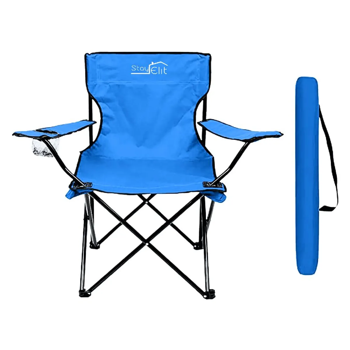 STAY ELIT - Silla plegable para playa y camping con funda y portavasos