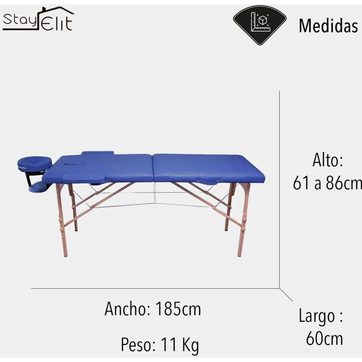 STAY ELIT - Camilla Reclinable Plegable para Masajes Portátil Color Azul Stay Elit