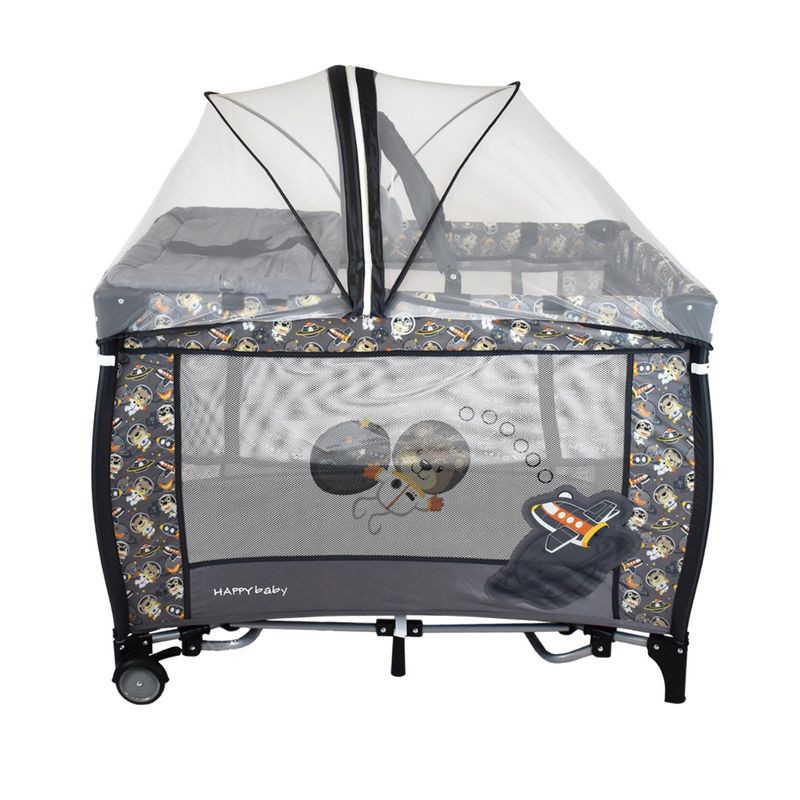 HAPPY BABY - Corral Cuna Bebe Happy Miami Gris