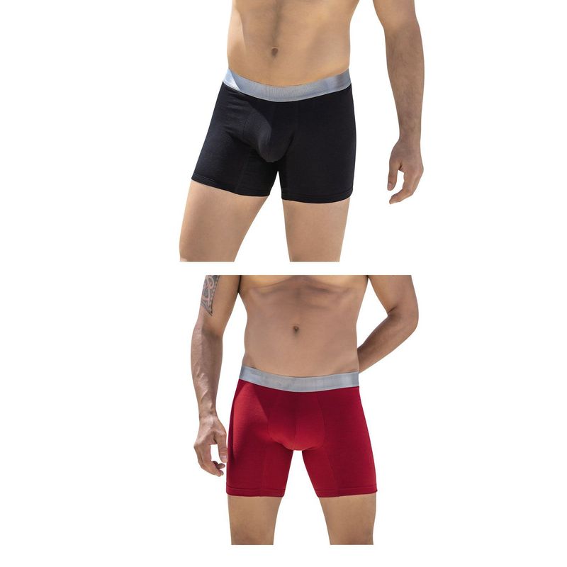 FORMAS INTIMAS - Bóxer Set  X2 Negro-Rojo FI 58299