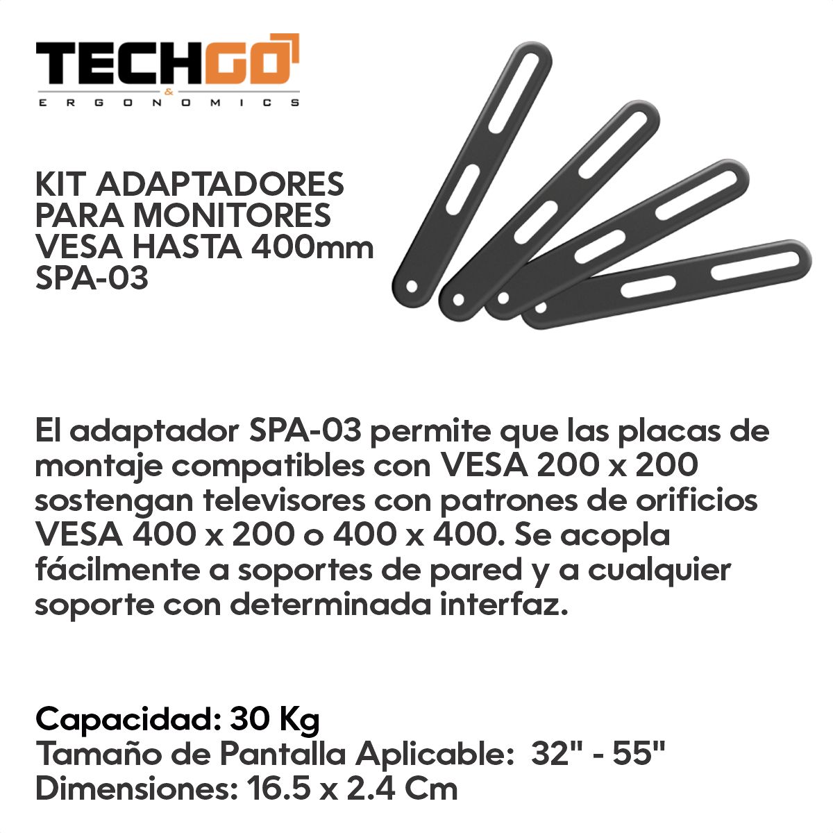 GENERICO - Kit 4 Adaptadores Extensión Vesa Soportes Tv, Techgo Spa-03
