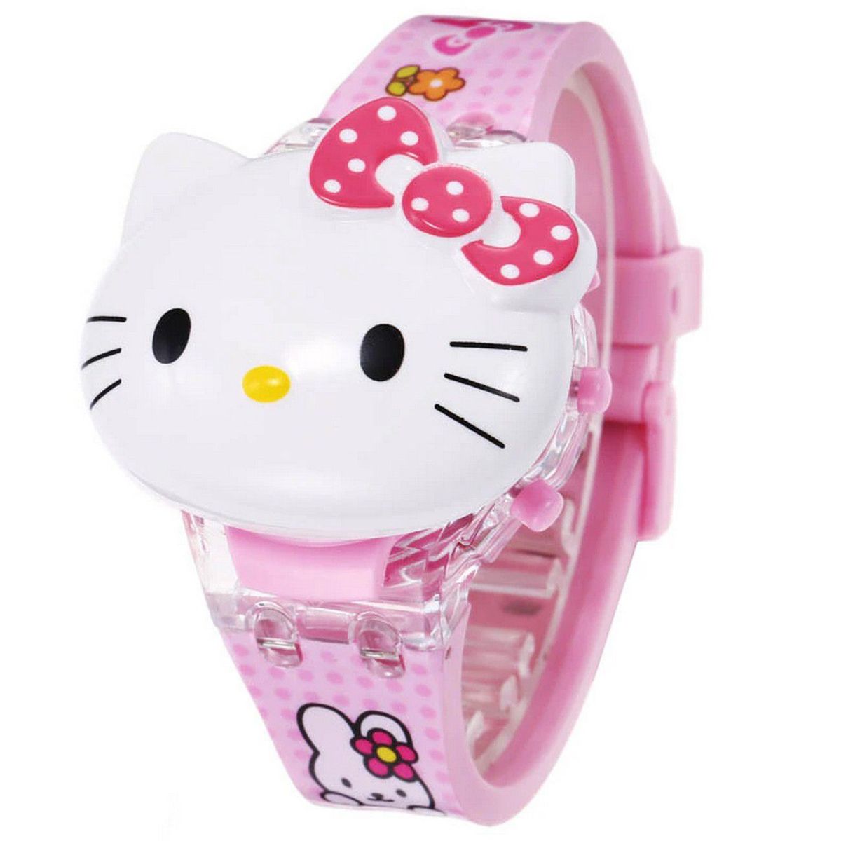 DAYOSHOP - Reloj Niñas Digital Luces Sonido Tapa Hello Kitty