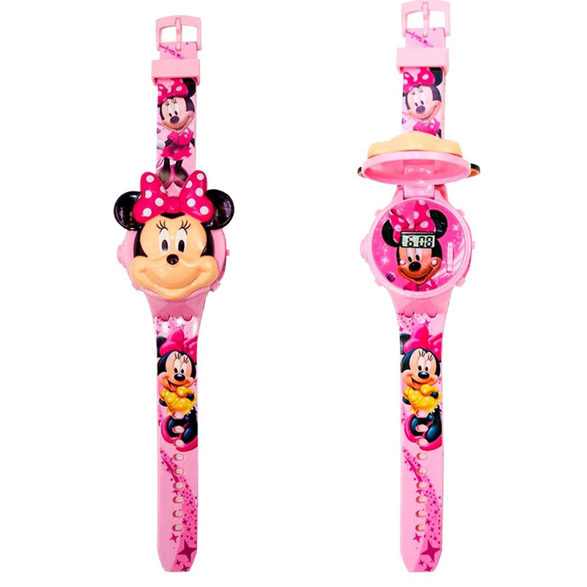 DAYOSHOP - Reloj Niñas Digital Luces Sonido Tapa Minnie Mouse.