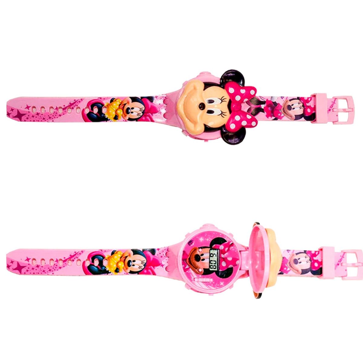DAYOSHOP - Reloj Niñas Digital Luces Sonido Tapa Minnie Mouse.