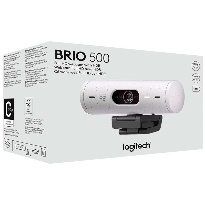 LOGITECH - Cámara Logitech Brio 500 - Blanco