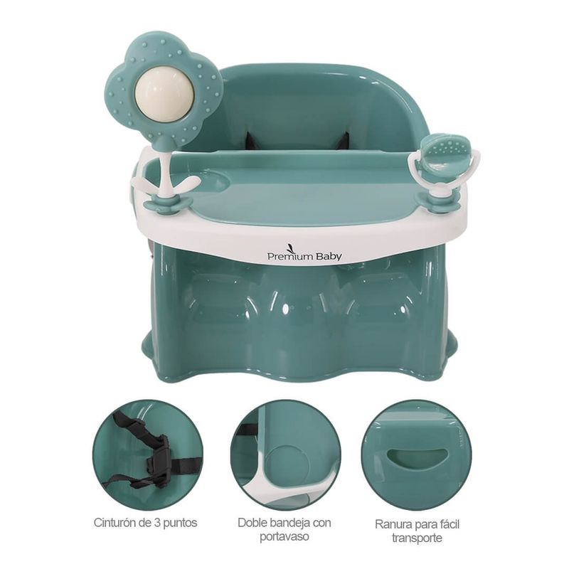 PREMIUM BABY - Silla Comedor Booster Verde Bozz Premium Baby