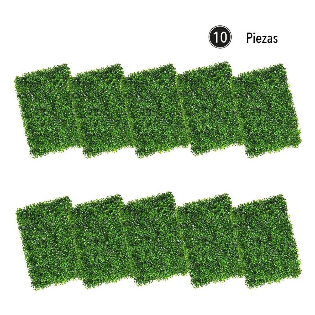 STAY ELIT - Panel decorativo muro follaje artificial verde 10 piezas 60x40 cm