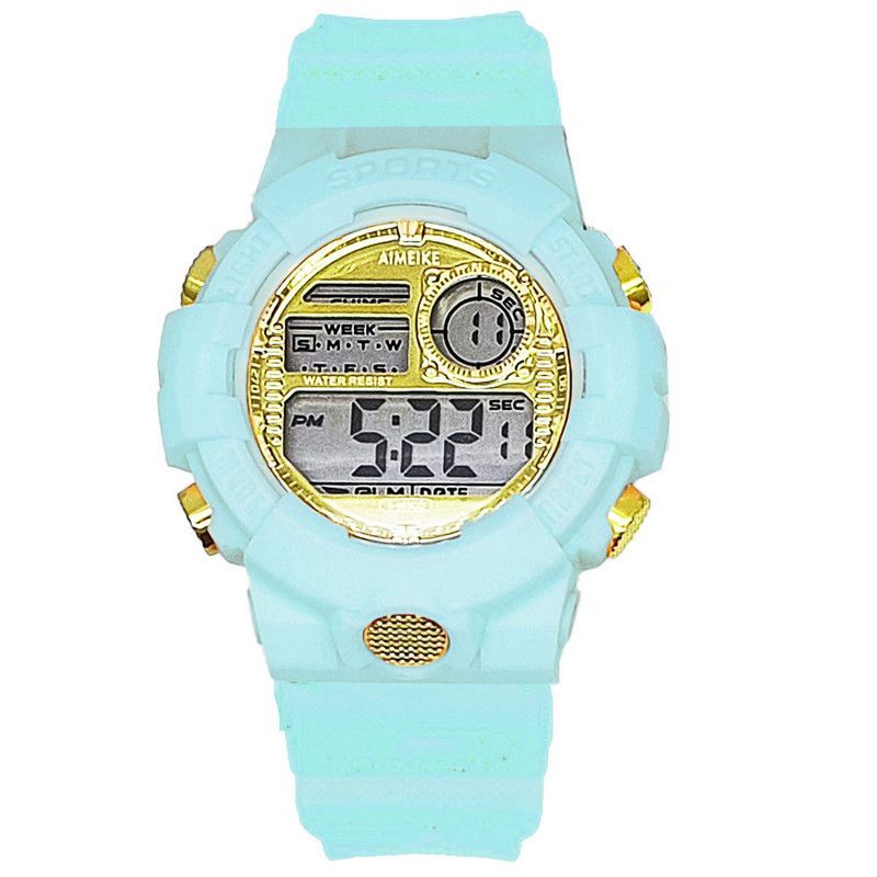 DAYOSHOP - Reloj Digital Impermeable 30 M Deportivo Resistente Azul Claro + Estuche