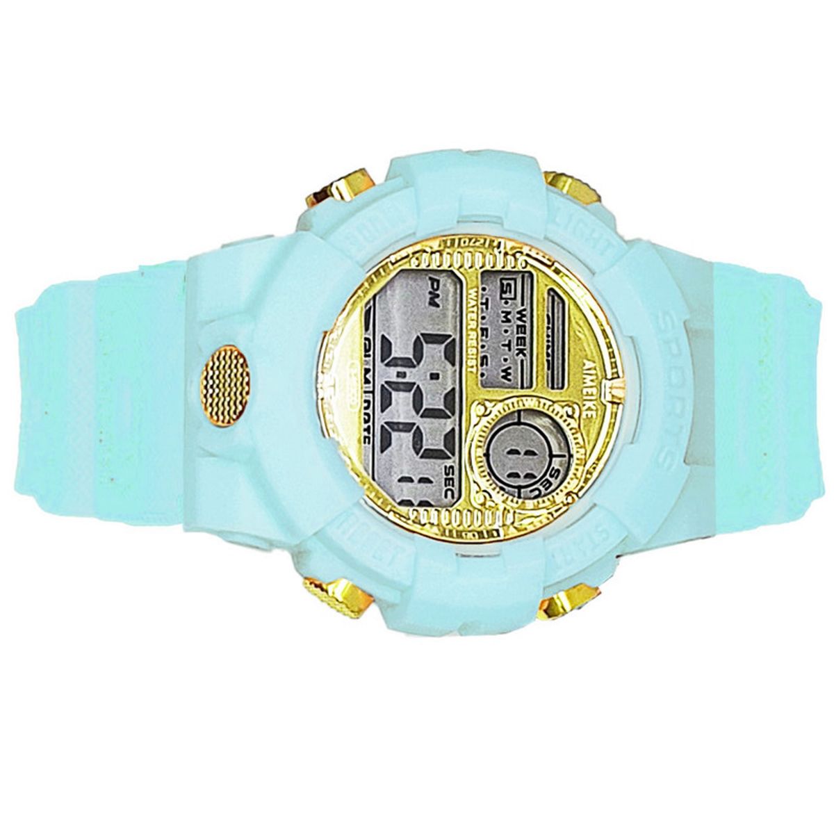 DAYOSHOP - Reloj Digital Impermeable 30 M Deportivo Resistente Azul Claro + Estuche