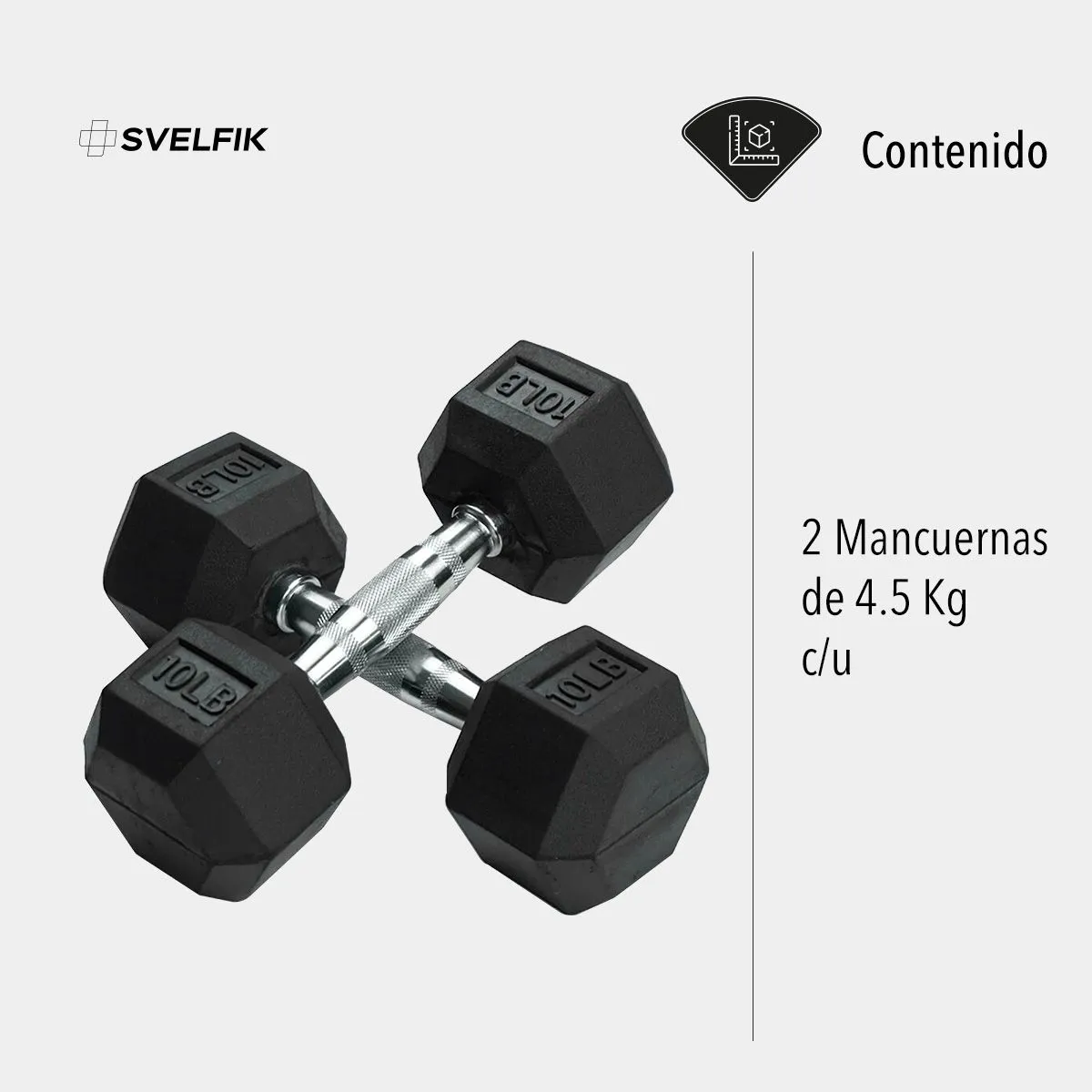 SVELFIK - Par Mancuernas Hexagonales Pesas Gym Ejercicio Svelfik 10lb-