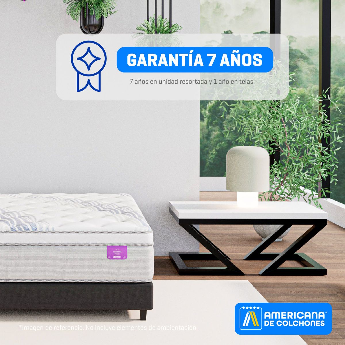 AMERICANA DE COLCHONES - Colchón con Base Cama Queen Firmeza Media Ortopédico Resortado con Pillow Non Flip 160 x 190 cm Americana de Colchones