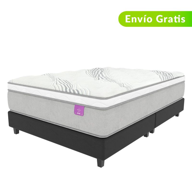 AMERICANA DE COLCHONES - Colchón con Base Cama Doble Firmeza Media Ortopédico Resortado con Pillow Non Flip 140 x 190 cm Americana de Colchones - 0% Interés a 3, 6 o 12 Cuotas Pagando con tu CMR Banco Falabella