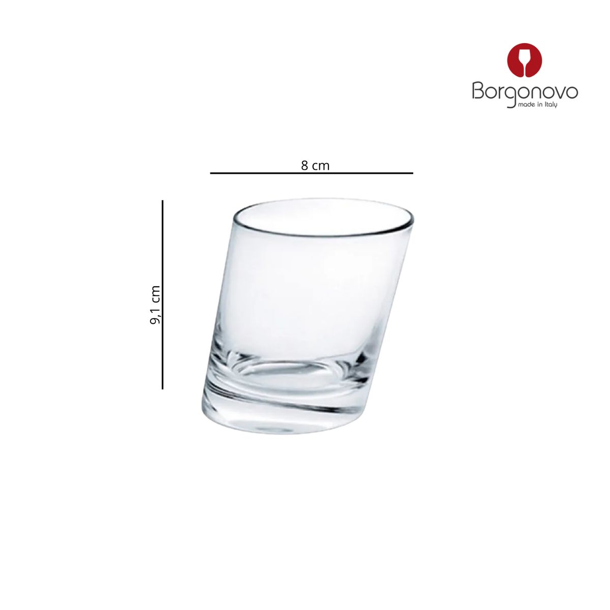 BORGONOVO - Vaso de vidrio corto Borgonovo: 3 piezas