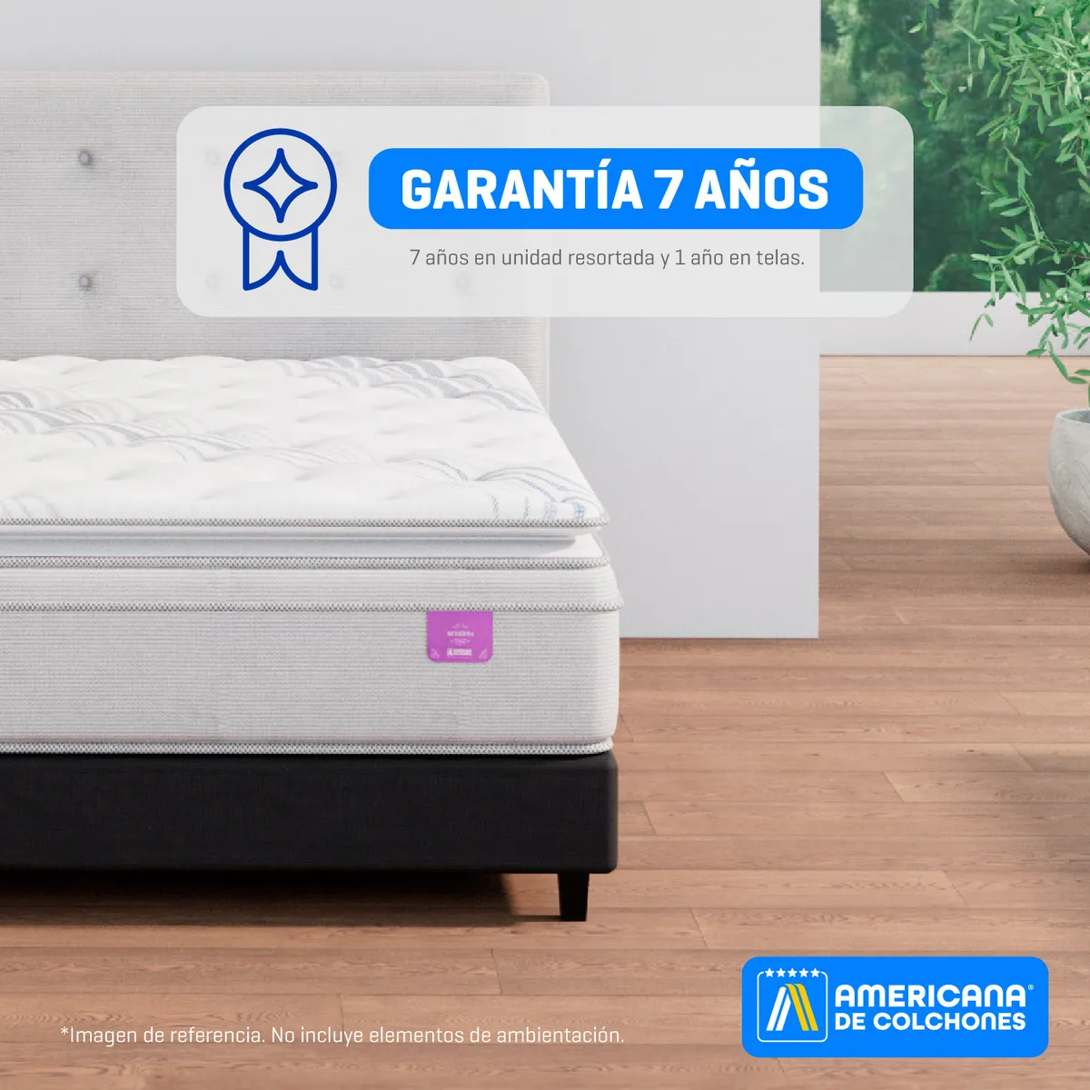 AMERICANA DE COLCHONES - Colchón con Base Cama Doble Firmeza Media Ortopédico Resortado con Pillow Non Flip 140 x 190 cm Americana de Colchones