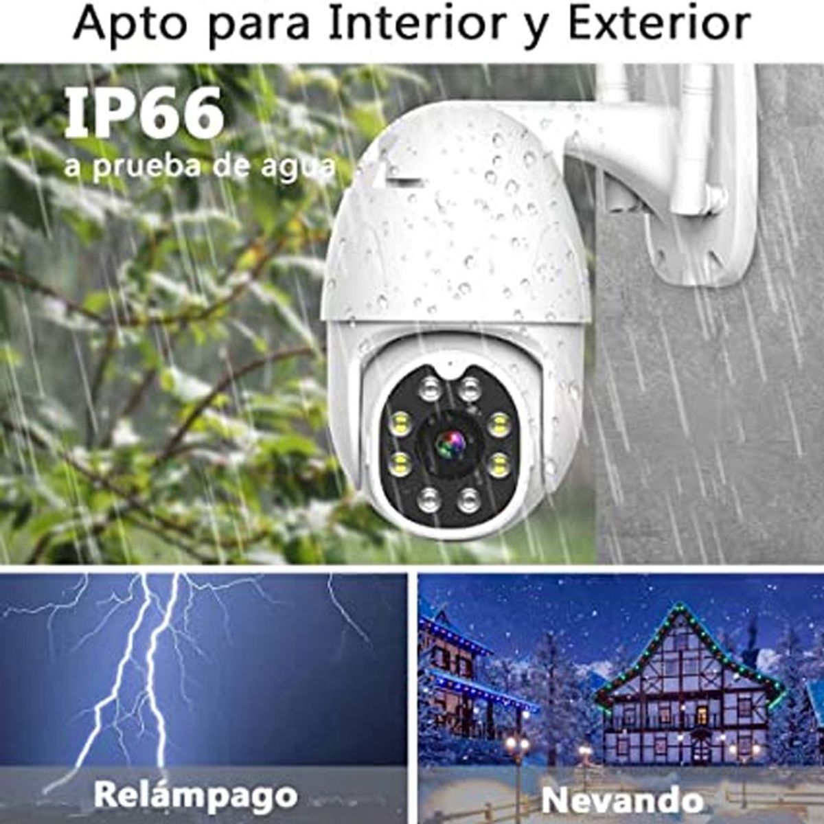 ONE PIXEL - Cámara de Seguridad Ptz Wifi Exterior HD 360 Grados