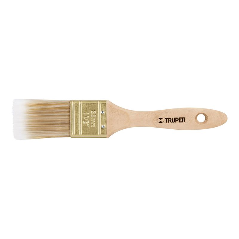 TRUPER - Brocha De 1.1/2" Con Cerdas Sintéticas Y Mango De Madera Truper