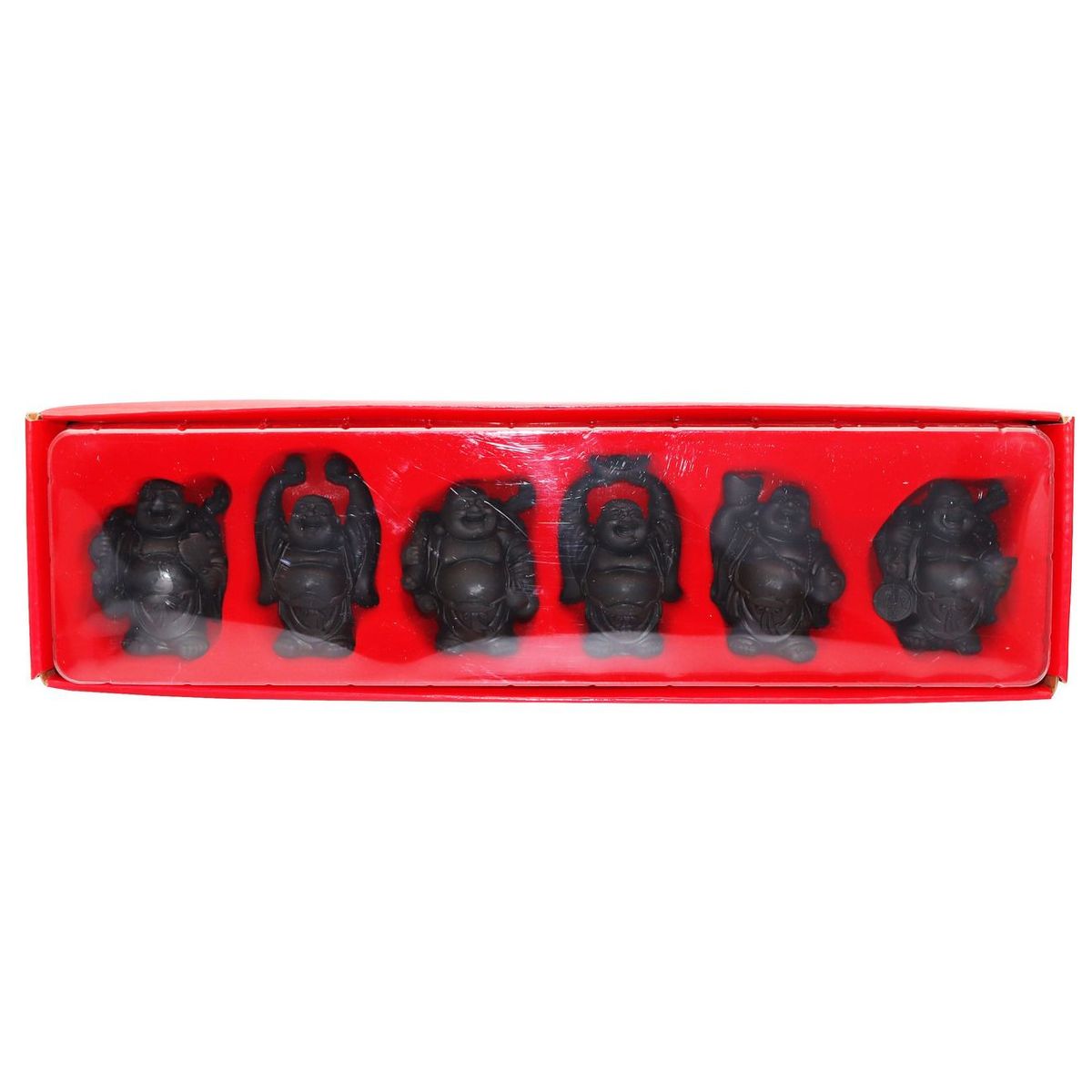 DAYOSHOP - Buda Sonriente 6 Unidades Feng Shui Prosperidad Negro