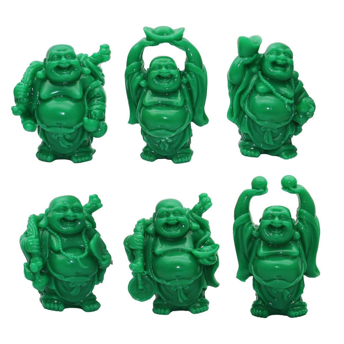 DAYOSHOP - Buda Sonriente 6 Unidades Feng Shui Prosperidad Verde