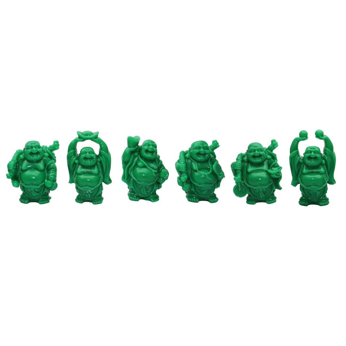 DAYOSHOP - Buda Sonriente 6 Unidades Feng Shui Prosperidad Verde