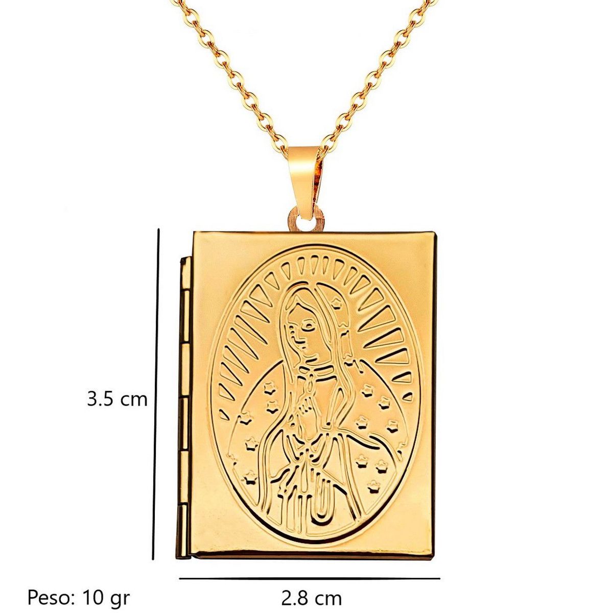 DAYOSHOP - Collar Virgen Libro Relicario Acero Inoxidable Estuche_.