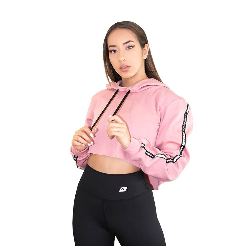 KRUNNER - Saco Hoodie Crop Top Para Mujer krunner Rosado.