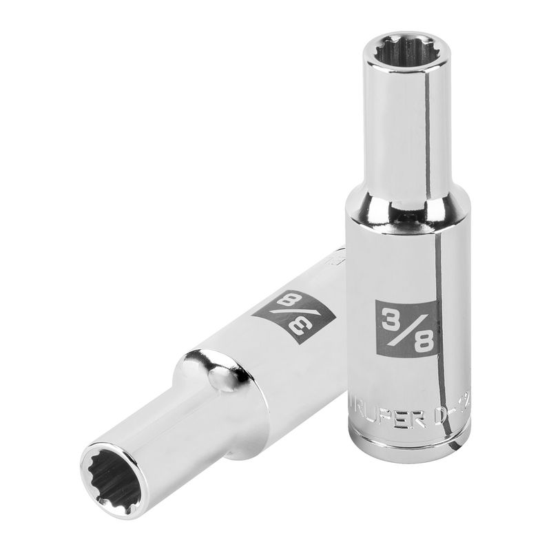 TRUPER - Copa Estándar Larga 3/8" De 12 Puntas, Cuadrante De 1/2" Truper