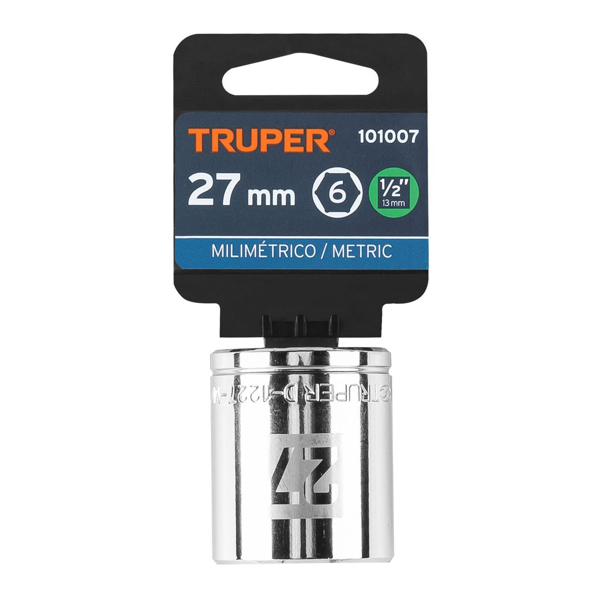 TRUPER - Copa Estándar 27 Mm De 6 Puntas, Cuadrante De 1/2" Truper